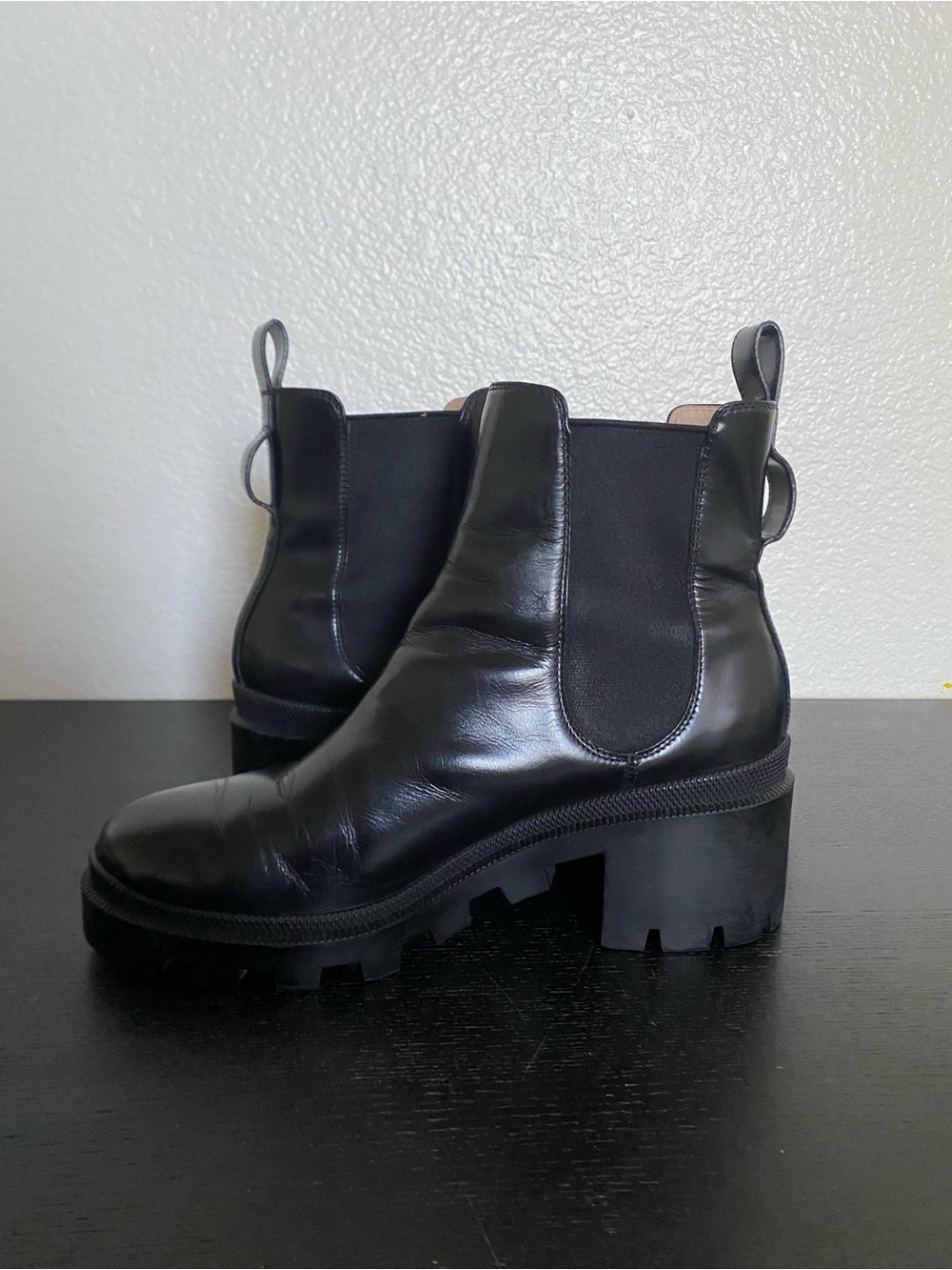 Gucci Embellished Block Heel Chelsea Boots Women's Size 9.5 Black Leather